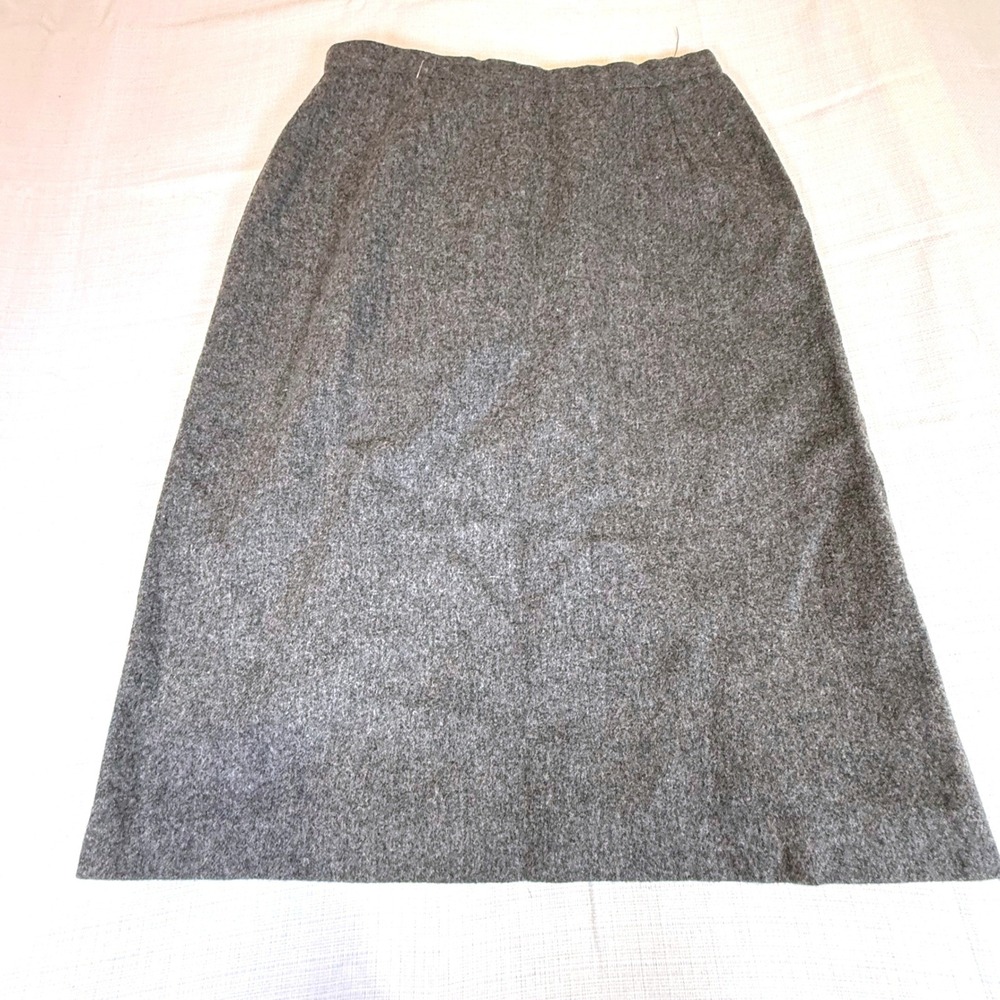 Vintage Charcoal‎ Wool Skirt Michele 28 Waist Dark Academia A Line Midi